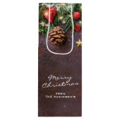 メリーパーソナライズされた素朴クリスマス ワインギフトバッグ (正面)