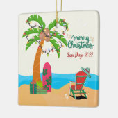 メリーパーソナライズされた・クリスマスのビーチ セラミックオーナメント (左)
