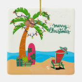 メリーパーソナライズされた・クリスマスのビーチ セラミックオーナメント (裏面)