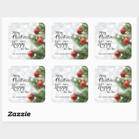 メリーパーソナライズされた・クリスマスツリー |シール スクエアシール (シート)