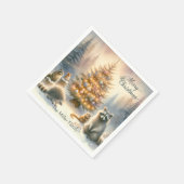 メリーパーソナライズされた・クリスマス・ウッドランドの水彩画。 スタンダードカクテルナプキン (角)