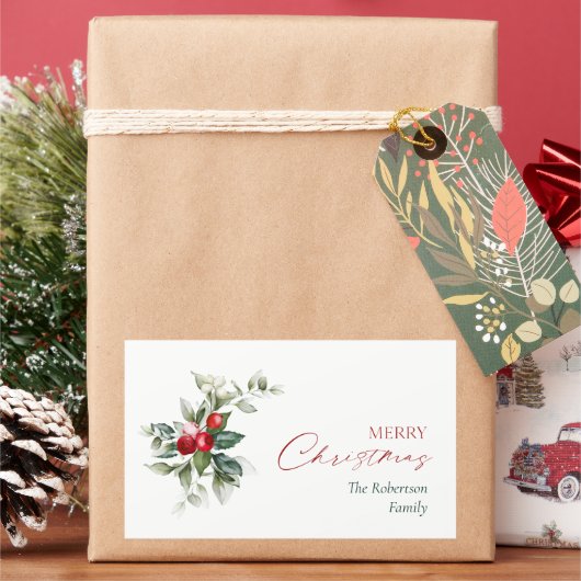 メリーパーソナライズされた・クリスマス・ギフト・シール 長方形シール (クリスマス)