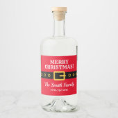 メリーパーソナライズされた・クリスマス・サンタクロースのスーツおもしろい リキュールボトルラベル (正面)