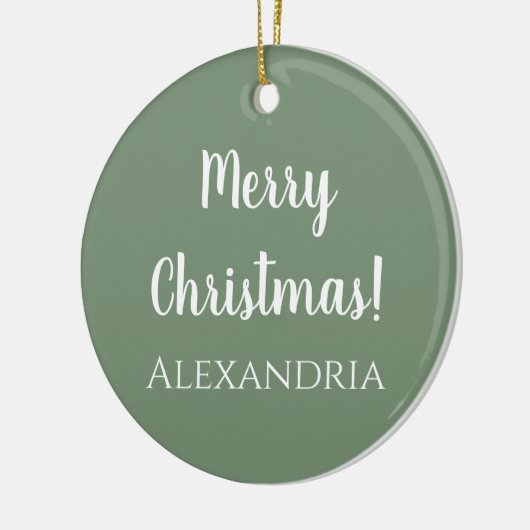 メリーパーソナライズされた・クリスマス・セージ・グリーン セラミックオーナメント (左)