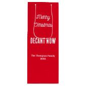 メリーパーソナライズされた・クリスマス・デカント今は赤 ワインギフトバッグ (正面)