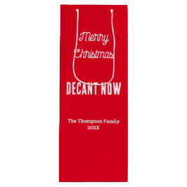 メリーパーソナライズされた・クリスマス・デカント今は赤 ワインギフトバッグ