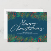 メリーパーソナライズされた・クリスマス・ホリーとベリー シーズンポストカード (正面/裏面)