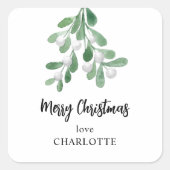 メリーパーソナライズされた・クリスマス・ミスタントー スクエアシール (正面)