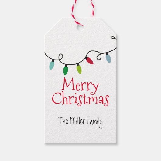 メリーパーソナライズされた・クリスマス・ライト ギフトタグ (正面)