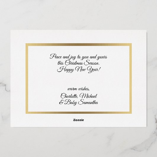 メリーパーソナライズされた・クリスマス・レッド・グリーティング |写真 箔シーズンカード (裏面)