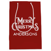 メリーパーソナライズされた・クリスマス・レッド ミディアムペーパーバッグ (正面)
