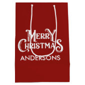 メリーパーソナライズされた・クリスマス・レッド ミディアムペーパーバッグ (裏面)