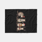 メリーヒスマスオポッサムクリスマスサンタハットクリスマスリグ フリースブランケット (正面(横))