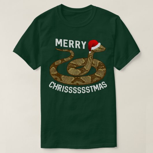 メリーヒスマスクリスマスサンタハットカッパーヘッドヘビ Tシャツ (デザイン正面)