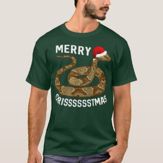 メリーヒスマスクリスマスサンタハットカッパーヘッドヘビ Tシャツ