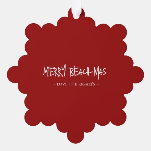 メリービーチマス熱帯クリスマス オーナメントカード (裏面)