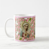 メリーピンクのバラの完全なハート コーヒーマグカップ (左)