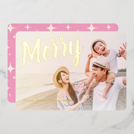 メリーピンク レトロスパークル ゴールドメタリック 箔シーズンカード (正面/裏面)