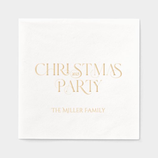 メリーファンシークリスマスレトロタイポグラフィ 箔ナプキン (正面)