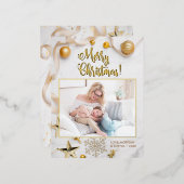 メリーファンシークリスマス，写真，名前メッセージ縁ど,  箔シーズンポストカード (正面/裏面)