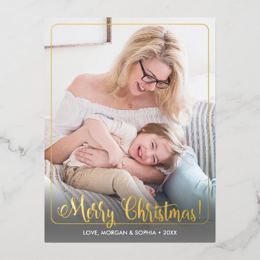 メリーファンシークリスマス，写真，名前メッセージ縁ど,  箔シーズンポストカード (正面)