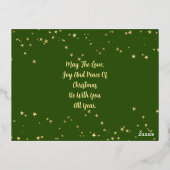 メリーファンシークリスマス、写真、名前&メッセージ 箔シーズンポストカード (裏面)