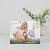 メリーファンシークリスマス、写真、名前&メッセージ 箔シーズンポストカード (立ち正面)