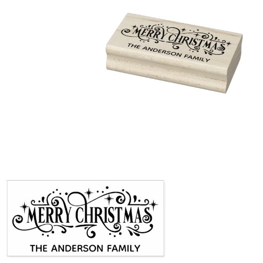 メリーファンシーパーソナライズされたスのクリスマスウッドアートスタンプ ラバースタンプ (押印)