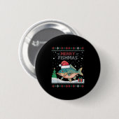 メリーフィッシュマおもしろいー – 醜いクリスマスカープ魚釣り 缶バッジ (正面&裏面)