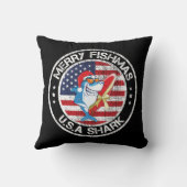 メリーフィッシュマUSA国旗素晴らしホワイトシャーク クッション (裏面)
