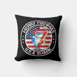 メリーフィッシュマUSA国旗素晴らしホワイトシャーク クッション