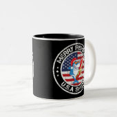 メリーフィッシュマUSA国旗素晴らしホワイトシャーク ツートーンマグカップ (正面右)