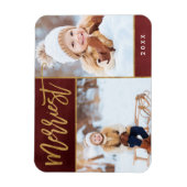 メリーフェイク金フォイル2フォトホリデー マグネット (縦)