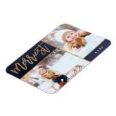 メリーフェイク金フォイル2フォトホリデー マグネット (左側)