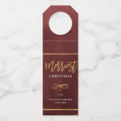メリーフェイク金ホイル企業のホリデーギフト ボトルネックタグ (正面)