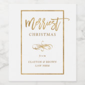 メリーフェイク金ホイル企業のホリデーギフト ワインラベル (シングルラベル)