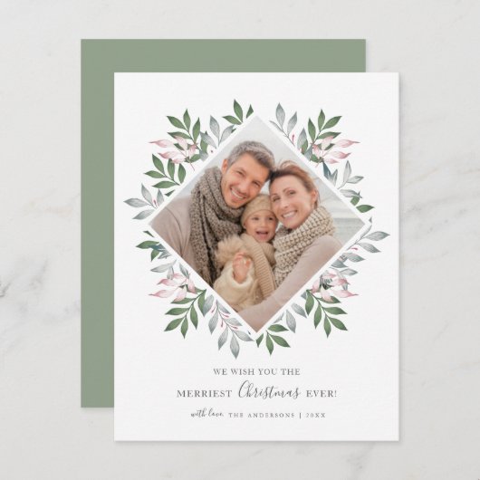 メリーフェスティバルの葉の写真フレーム シーズンカード (正面/裏面)