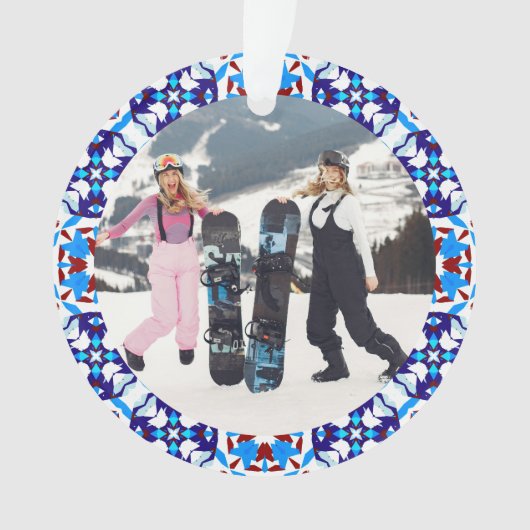 メリーフェスティバルブルークリスマス写真写真枠 オーナメント (正面)