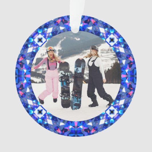 メリーフェスティバルブルークリスマス写真写真枠 オーナメント (正面)