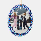 メリーフェスティバルブルークリスマス写真写真枠 セラミックオーナメント (右)