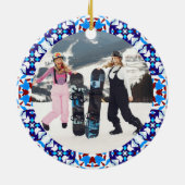 メリーフェスティバルブルークリスマス写真写真枠 セラミックオーナメント (裏面)