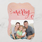 メリーフォトホリデースタイリッシュ金ゴールド紙吹雪 シーズンカード (正面/裏面)