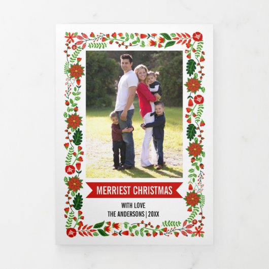 メリーフローラ縁ど写真 三つ折りクリスマスカード (カバー)