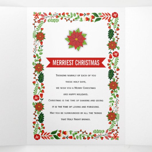 メリーフローラ縁ど写真 三つ折りクリスマスカード (内部中)