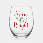 メリーブライトクラシッククリスマスホリデー ステムなしワイングラス (正面)