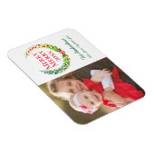 & メリーブライトグリーンローレルリースフォトホリデー マグネット (右側)