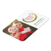 & メリーブライトグリーンローレルリースフォトホリデー マグネット (左側)