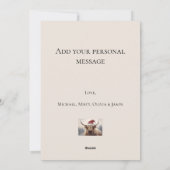 メリーブライトサンタ帽の牛ホリデー シーズンカード (裏面)