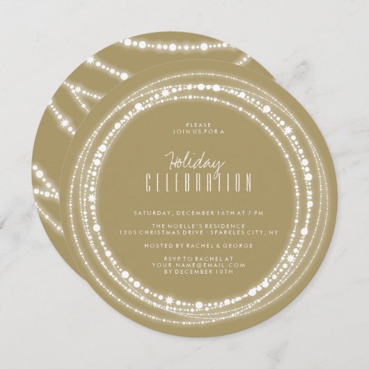 & メリーブライトスパークルスシックホリデーパーティー招待状 招待状 (正面/裏面)