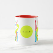 & メリーブライトレッド、グリーンブルータイポグラフィホリデー マグカップ (中央)